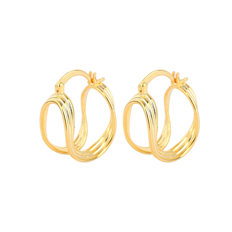 Three-Layer Lines Ear Clip High-Grade Luxury Geometric Simple Ins Earrings Women