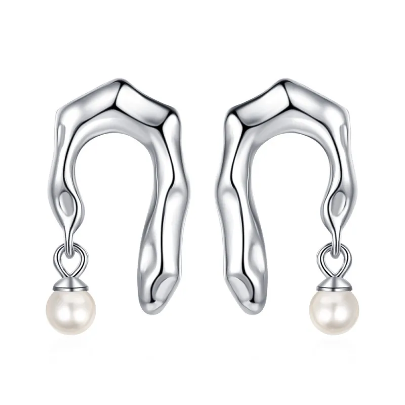 Irregular Pearl Earrings Simple Gentle  Korean  Classic  Women Earrings