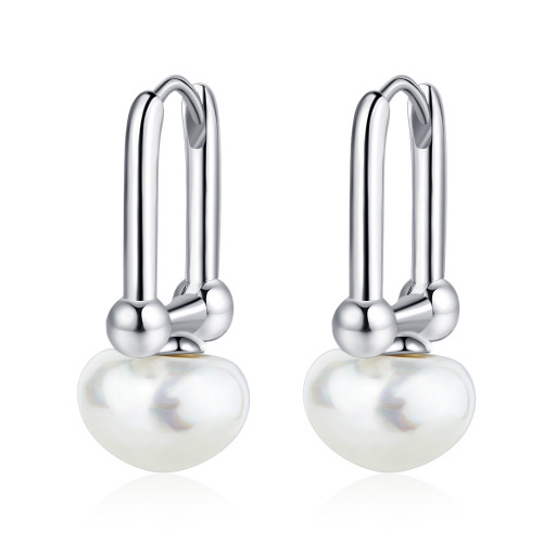 Pearl Ear Clip Women's Korean-Style Personalized Retro Shell Pearls Silver Earrings Cute Earrings 799