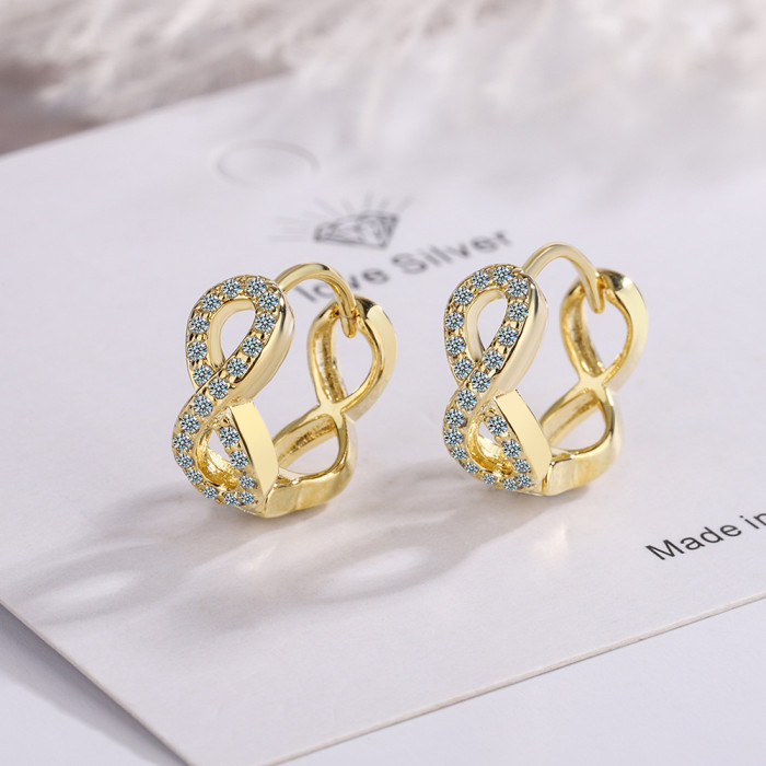 Zircon Inlaid Diamond Chains Ear Clip Diamond Studded Hollow Simple Korean Style Numbers Earrings Ear Clip