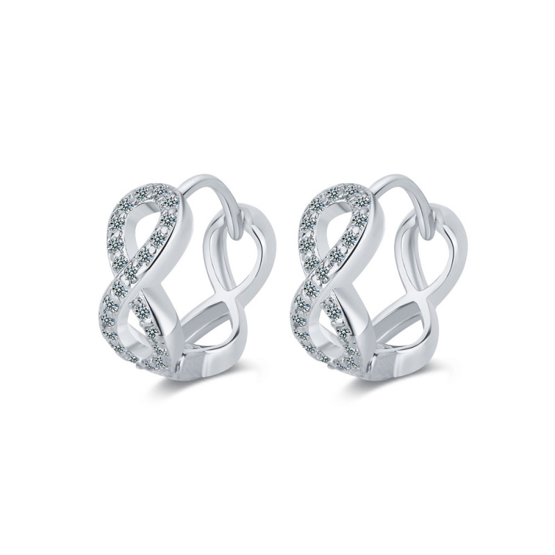 Zircon Inlaid Diamond Chains Ear Clip Diamond Studded Hollow Simple Korean Style Numbers Earrings Ear Clip