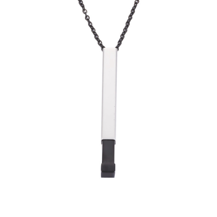 Simple Fashion Titanium Steel Necklace Hidden Pendants Retractable Three-Dimensional Rod Pendant