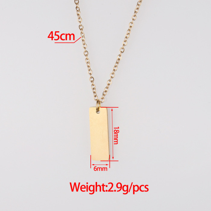 Personalized Creative Tag Necklace Stainless Steel Strip DIY Various Combination Styles Can Carve Writing Necklace