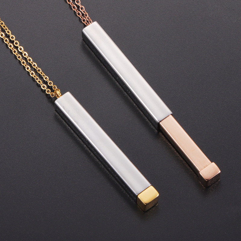 Simple Fashion Titanium Steel Necklace Hidden Pendants Retractable Three-Dimensional Rod Pendant