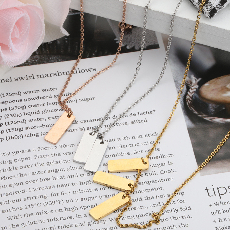 Personalized Creative Tag Necklace Stainless Steel Strip DIY Various Combination Styles Can Carve Writing Necklace
