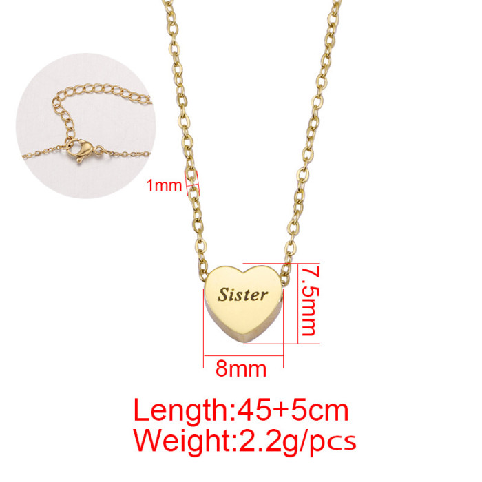 Personalized Gift Stainless Steel Necklace Pendant Peach Heart Love Corrosion  Necklaces