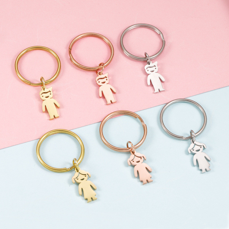 Personalized Fashion Couple Keychain Pendant Gift DIY Stainless Steel Boys and Girls Pendant