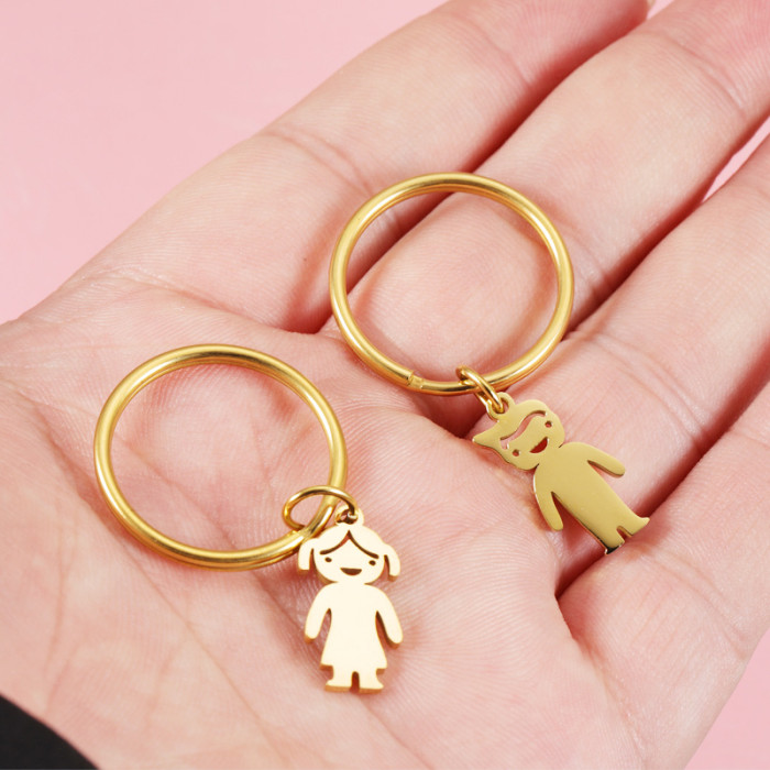 Personalized Fashion Couple Keychain Pendant Gift DIY Stainless Steel Boys and Girls Pendant