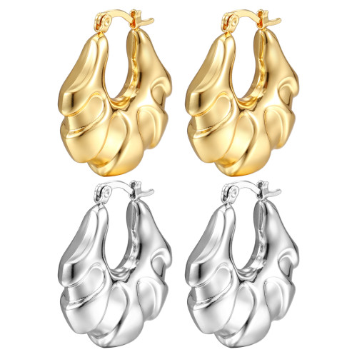 INS Stainless Steel Hollow Earrings Fashion 18K Women's Titanium Steel Hollow Ear Clip