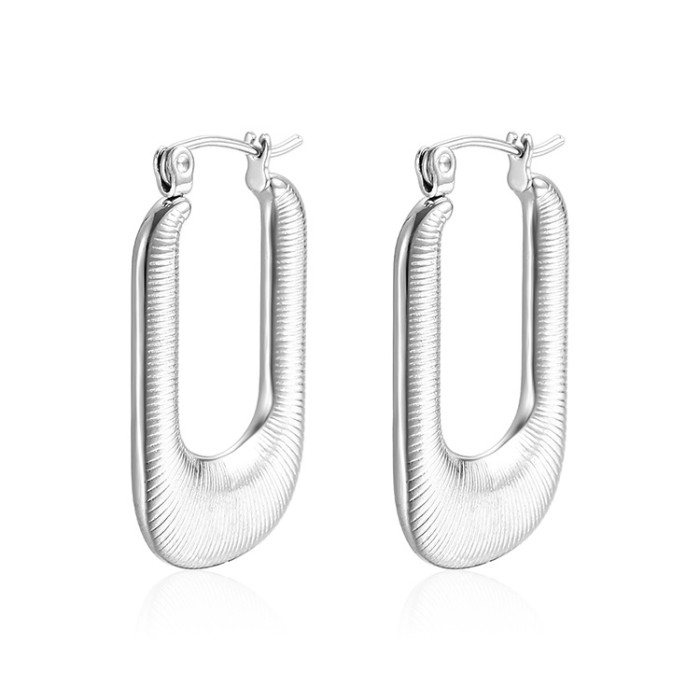 INS Stainless Steel Earrings Square Titanium Steel Earrings Striped Gold Women's Earring