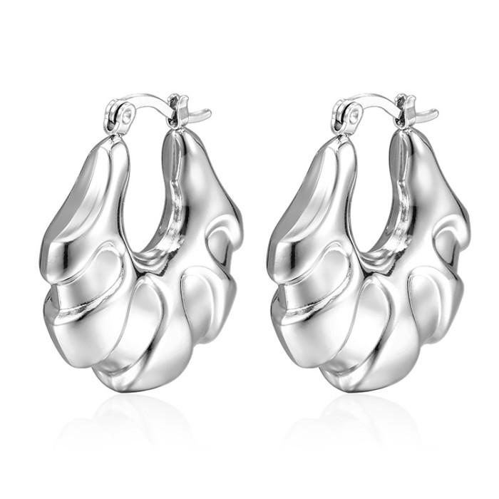 INS Stainless Steel Hollow Earrings Fashion 18K Women's Titanium Steel Hollow Ear Clip