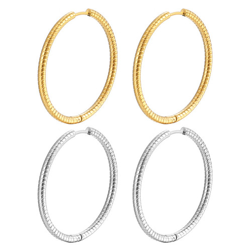 Fashion Exaggerated Round Stainless Steel Ear Clip Fashion 18K Women's Titanium Steel Hoop Earrings
