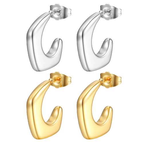Retro Irregular Stainless Steel Earrings 18K Women's Square Titanium Steel Earrings