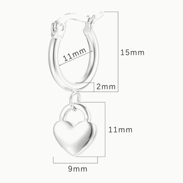 INS Stainless Steel Peach Heart Pendant Earrings Women's Geometric Titanium Steel Love Pendant Earrings