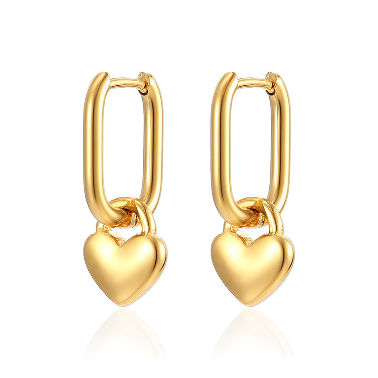 INS Stainless Steel Peach Heart Pendant Earrings Women's Geometric Titanium Steel Love Pendant Earrings