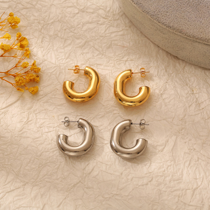 INS Irregular Stainless Steel Hollow Earrings Women's Titanium Steel Geometric Earrings