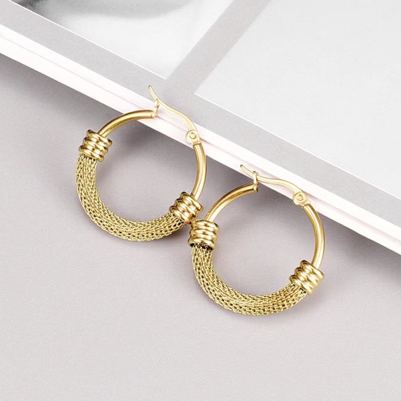 INS Fashion Stainless Steel Earrings round Titanium Steel Women's Temperament 18K Gold Earrings