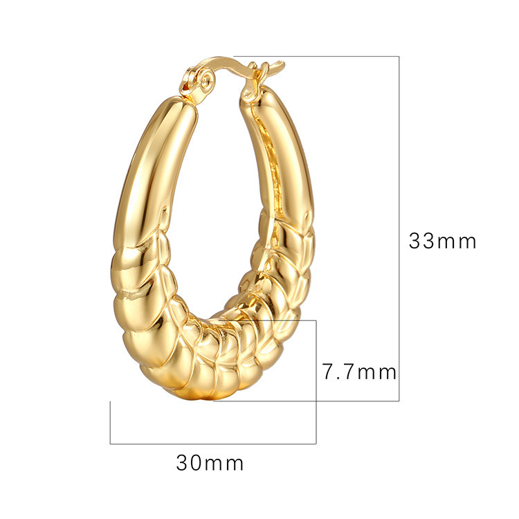 INS Pattern Hollow Stainless Steel Earrings 18 Gold Women's Round Titanium Steel Earrings