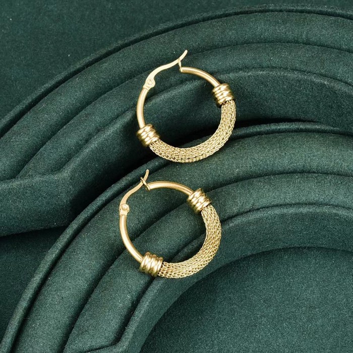 INS Fashion Stainless Steel Earrings round Titanium Steel Women's Temperament 18K Gold Earrings
