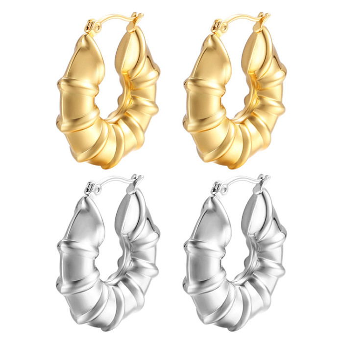 INS Fashion Stainless Steel Hollow Earrings Women's Fashion 18K Gold Bamboo Titanium Steel Earrings