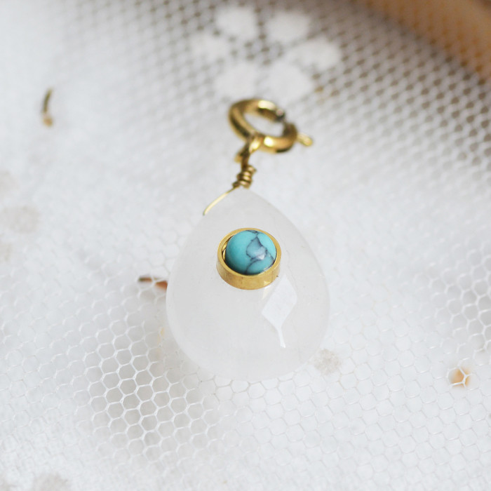 18K Gold Retro Titanium Steel Necklace DIY Detachable Natural Stone Pendant Necklace Classic Evil Eye Necklace