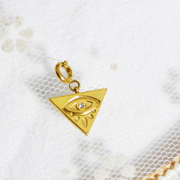 18K Gold Retro Titanium Steel Necklace DIY Detachable Natural Stone Pendant Necklace Classic Evil Eye Necklace