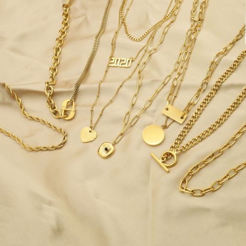 18K Gold Plated Stainless Steel Necklace Cuban Link Chain Thick Twist Fashion Women Girls Chain Choker Valentine's Day Gift