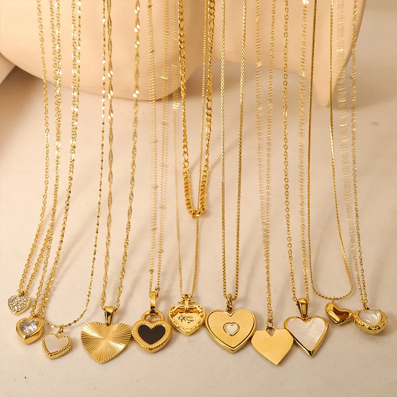 INS Stainless Steel Heart Love Pendant Multilayer Chain Choker Necklace for Women Wedding Accessories Dropshipping