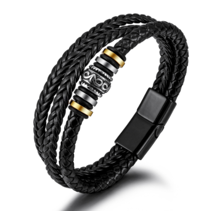 Amazon national wind hand-woven multi-layer leather bracelet for men wholesale European and n stainless steel leather rope bracelets