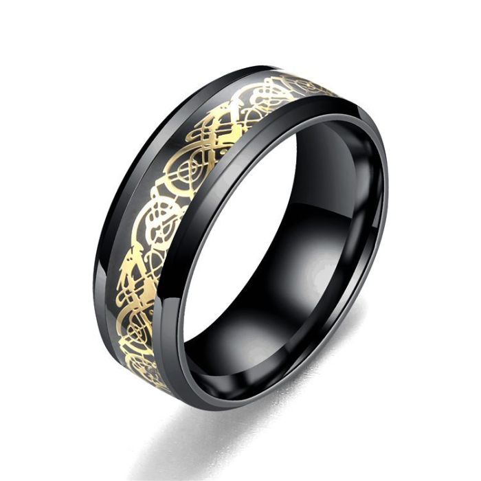 Black Ring for Men Women Groove Rainbow Stainless Steel Wedding Bands Trendy Fraternal Rings Casual Male Jewelry