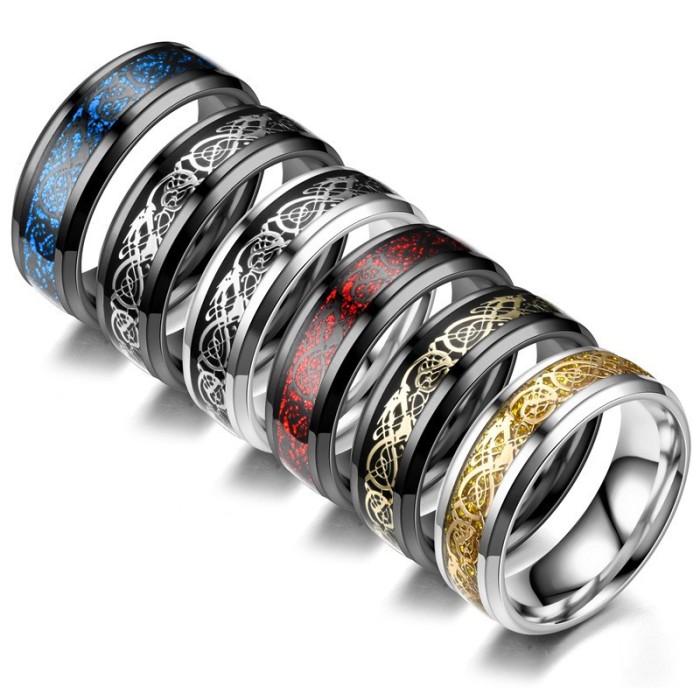 Black Ring for Men Women Groove Rainbow Stainless Steel Wedding Bands Trendy Fraternal Rings Casual Male Jewelry