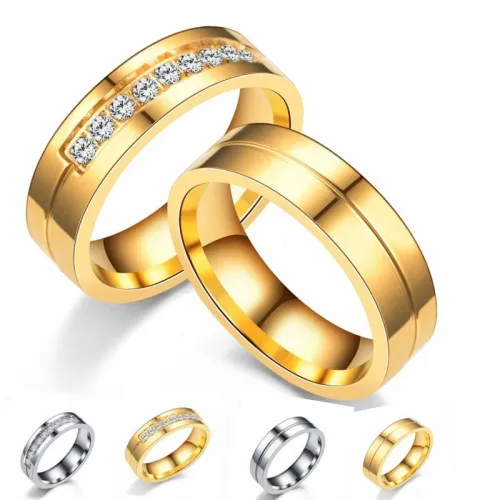 Trendy Stainless Steel Rose Gold Color Love Ring for Women Men Couple CZ Crystal Rings Luxury Brand Jewelry Wedding Gift
