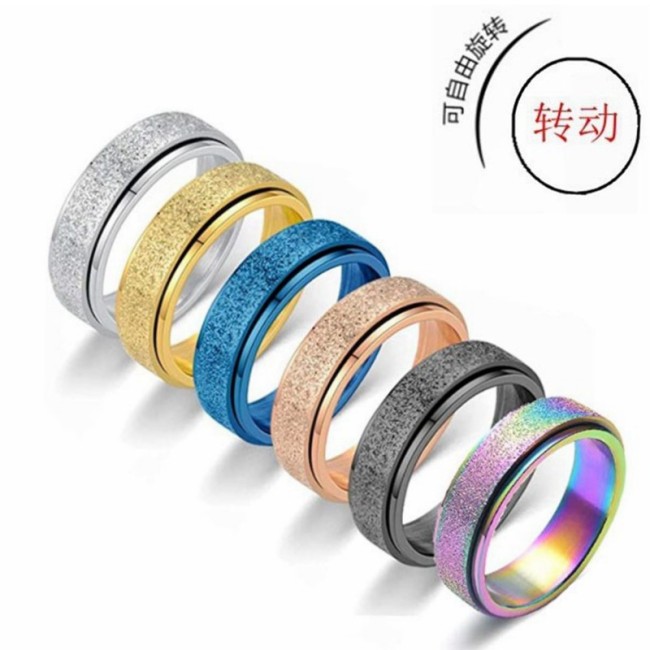 Titanium Steel Electroplating Decompression Rotating Ring Casual Fashion Punk Fine Tuning Cup Union Jewelry