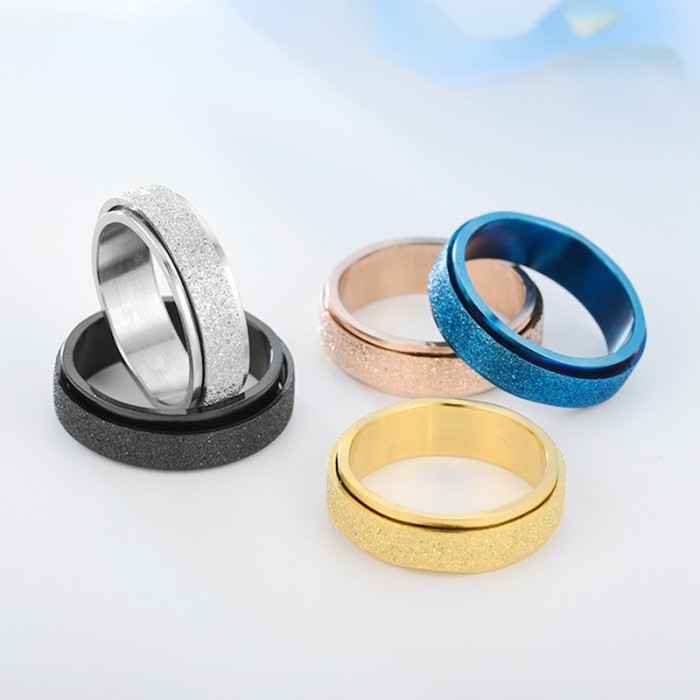 Titanium Steel Electroplating Decompression Rotating Ring Casual Fashion Punk Fine Tuning Cup Union Jewelry