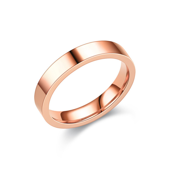 Rose Gold Stainless Steel Frosted Curved Ring Steel Color 6mm Wide Simple Geometric Type Gold Rings for Women