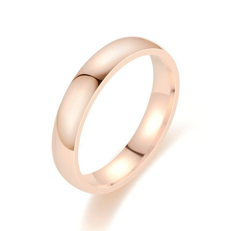 Fashion Titanium Steel Rose Plated Gold Anti-allergy Smooth Simple Wedding Couples Rings Bijouterie for Man or Woman Gift