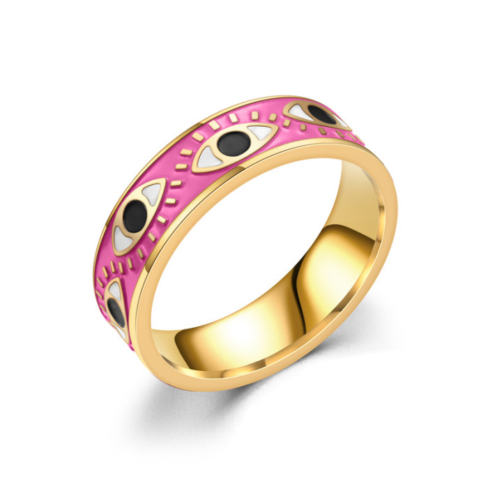 Stainless Steel Lucky Devil Eye Ring for Women Charma Gold Color Eye Jewelry Pretty Girl Gift
