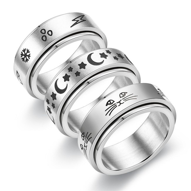 Spinner Ring for Men Stress Release Accessory Classic Stainless Steel Wedding Band Decompressg Rune Sport Jewelry