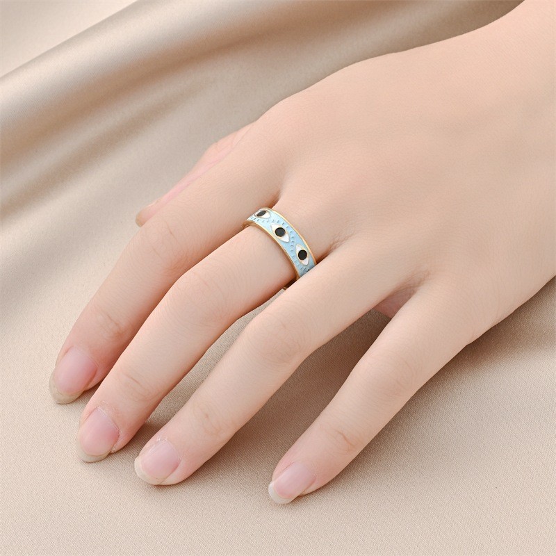Stainless Steel Lucky Devil Eye Ring for Women Charma Gold Color Eye Jewelry Pretty Girl Gift