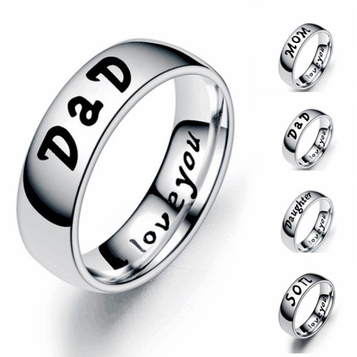 Wholesale Fashion Mom Dad Son Daughter I Love You Titanium Steel Ring Family Gifts