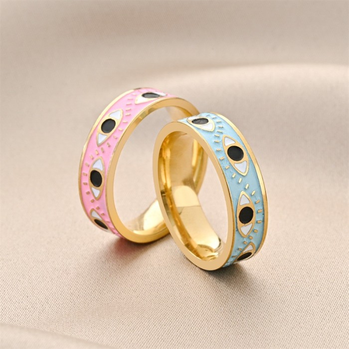 Stainless Steel Lucky Devil Eye Ring for Women Charma Gold Color Eye Jewelry Pretty Girl Gift