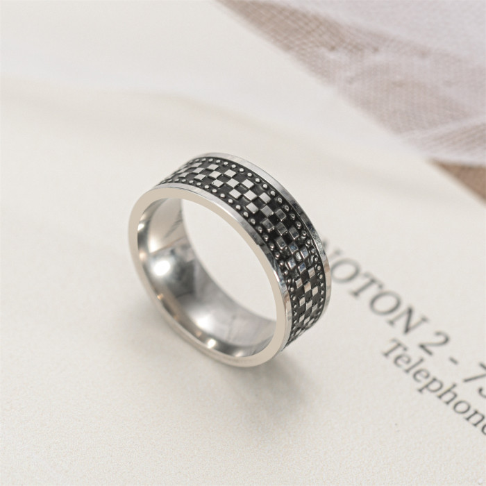 Vintage Titanium Steel Rings for Men, Personalized Stainless Steel Ring