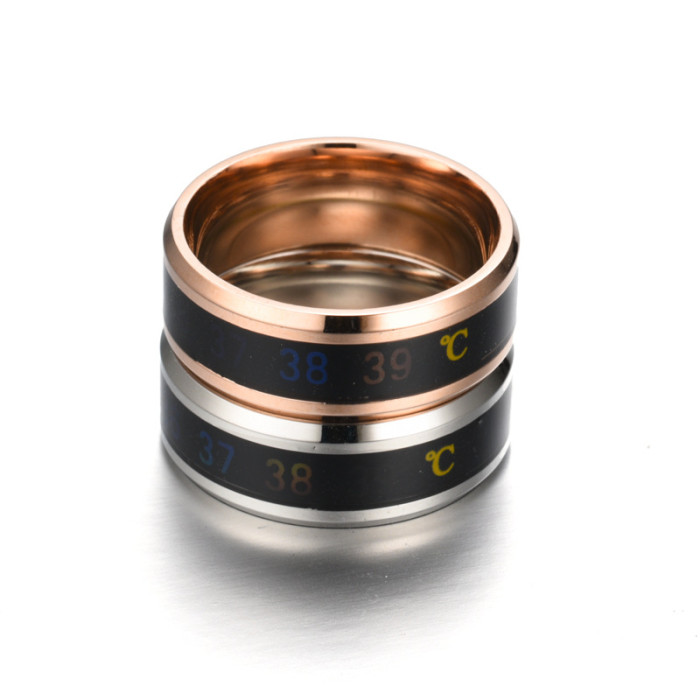 Creative Personalized Titanium Steel Ring for Men and Women with Temperature-sensitive Color-changing Design