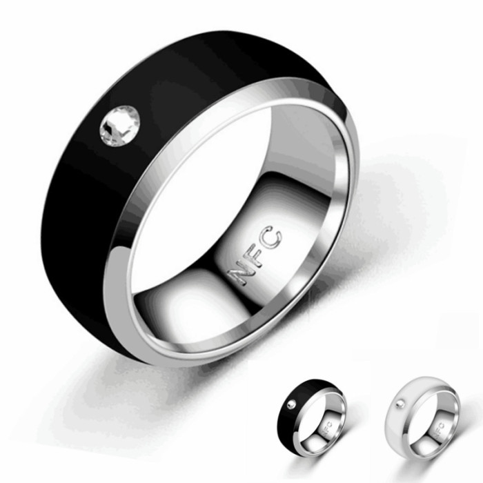 NFC Smart Titanium Steel Ring & Mobile Tag for Access Control and Payment, Men's Ring, Simple Black, Gift