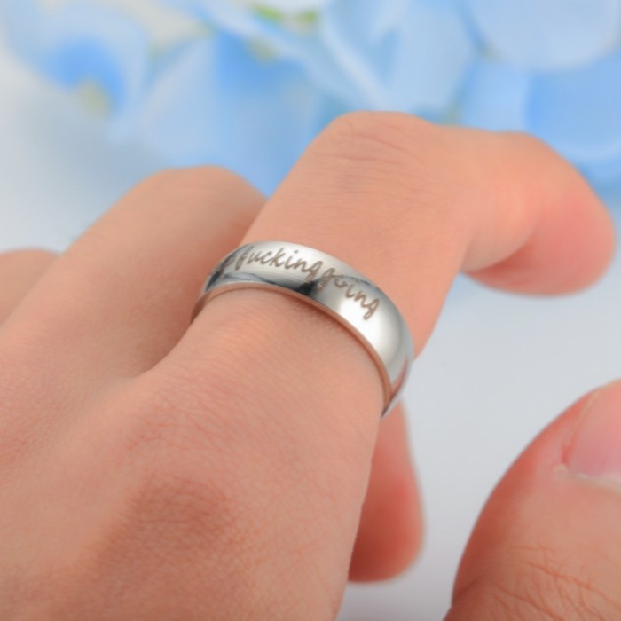 Personalized Men's Stainless Steel Ring Titanium Steel Ring Keep Fucking Going Inspirational Ring