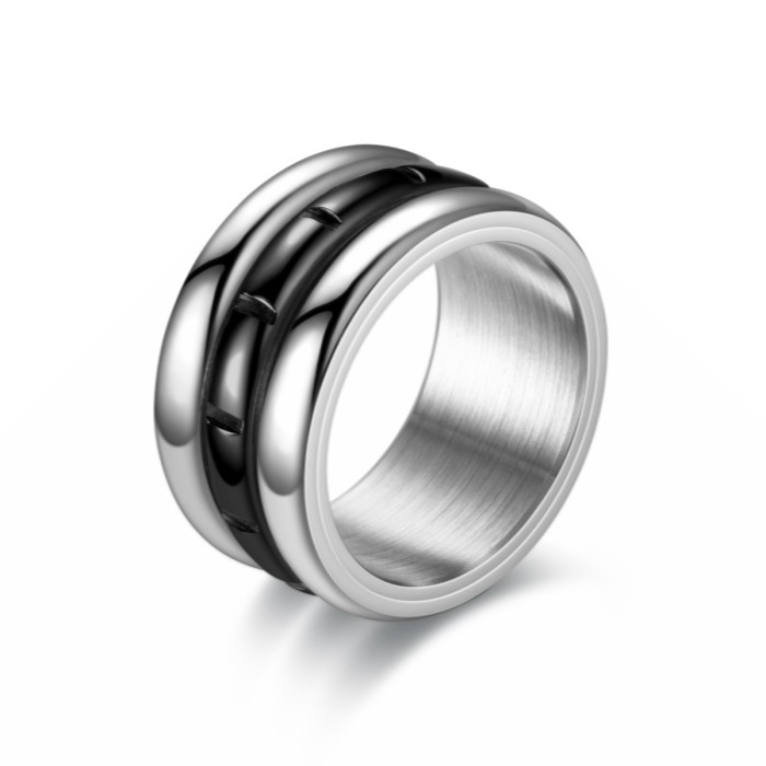 Men's Fashion Creative Stainless Steel Ring Retro Titanium Steel Rotating Ring Boyfriend Gift