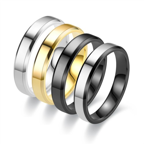 TRENDY Titanium Steel Ring Couple Ring Simple Smooth Band Women's Ring