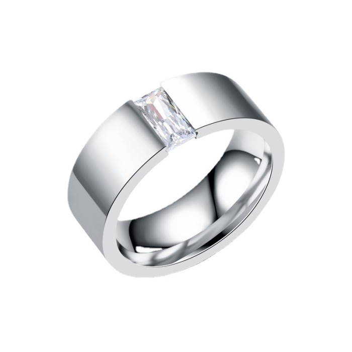 Zirconia Sleek Stainless Steel Men's Ring - A Must-Have for Modern Men