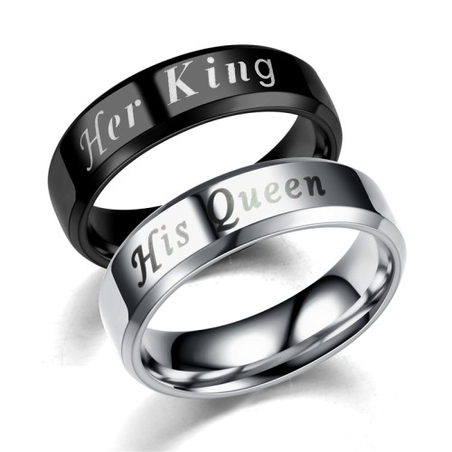 Her King His Queen Simple and Stylish Stainless Steel Men's Ring - Perfect for Any Occasion