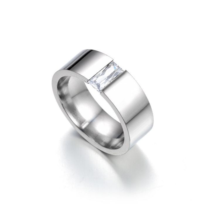 Zirconia Sleek Stainless Steel Men's Ring - A Must-Have for Modern Men